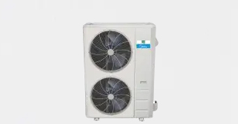 High-efficiency light commercial ductless heat pump unit with dual fans, designed for optimal cooling and heating performance in HVAC applications.