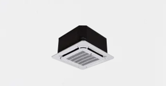 Cassette indoor unit for QuietComfort® HVAC systems, designed for efficient cooling and heating in various spaces.