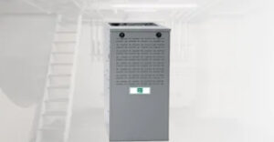 Ion™ 80 Ultra Low NOx gas furnace with variable speed blower motor, designed for efficiency and comfort, in a residential setting.